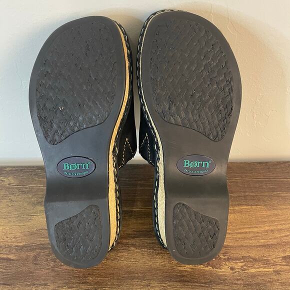 Born Black Leather Clog Sandals Women’s 6 EU 36.5 Platform Slip On - Picture 4 of 11